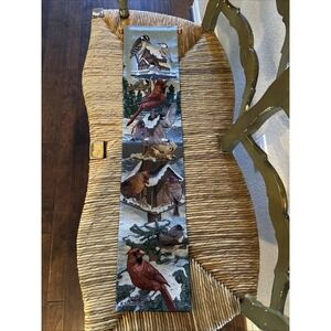 Tapestry Wall Art Hanging Bell Pull Winter Birds Cardinal Julianna James